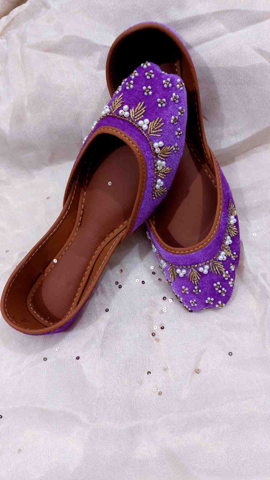 Purple Zari Work Khussa