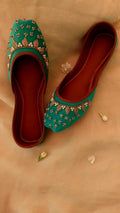 Sea Green Zari Work Khussa